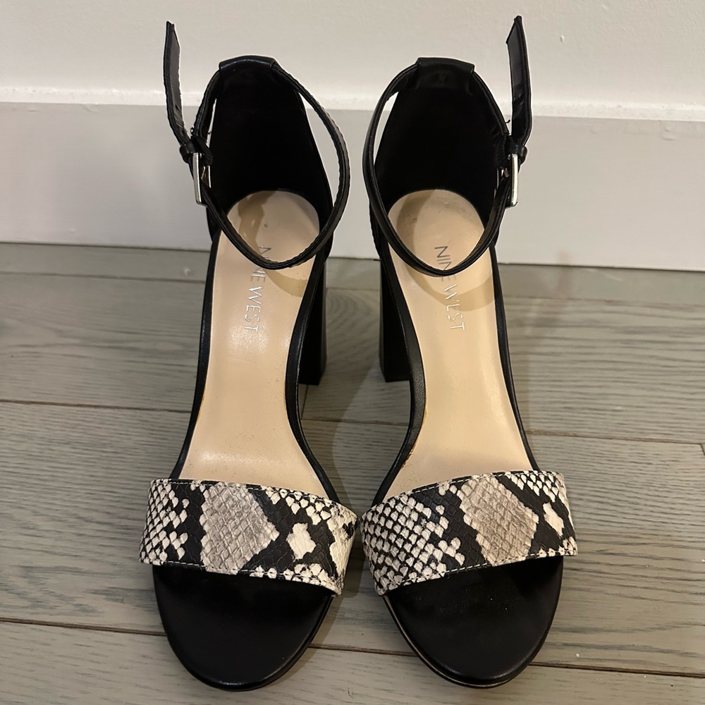 Nine West Croc Open-Toe Block Heels